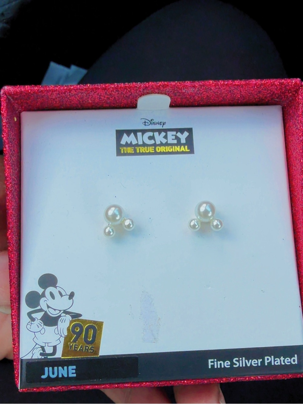 Disney Mickey Mouse Pearl Cluster Stud Earrings – Silver Plated | NWT - Picture 2 of 3